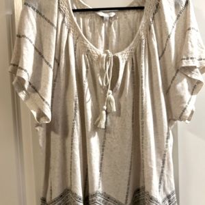 Lucky Brand cream short sleeve blouse 2X